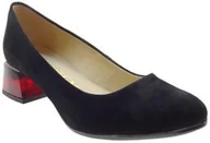 Czółenka - Czółenka półbuty 199RED czarny zamsz POLSKIE - miniaturka - grafika 1