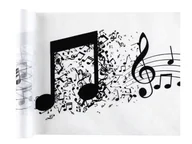 Dekoracje i nakrycia stołu na imprezę - Bieżnik Pięciolinia biały - 30 cm x 5 m - 1 szt. - miniaturka - grafika 1