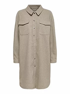 ONLY Koszula damska Longline Loose Fit, Sand, L - Koszule damskie - miniaturka - grafika 1
