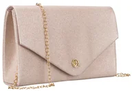 Torebki damskie - Kopertówka damska szampańska ROVICKY wizytowa mała torebka na łańcuszku wieczorowa elegancka na wesele - miniaturka - grafika 1