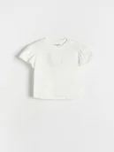 Bluzki dla niemowląt - Reserved - Bawełniana bluzka z haftem - złamana biel - miniaturka - grafika 1