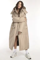 Płaszcze damskie - Ocieplana Parka Longline Hoodie Oversize Mocca - miniaturka - grafika 1