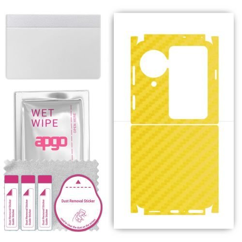 folia naklejka skórka strukturalna na TYŁ+BOKI do Oppo Find N3 Flip - Carbon Żółty - apgo SKINS