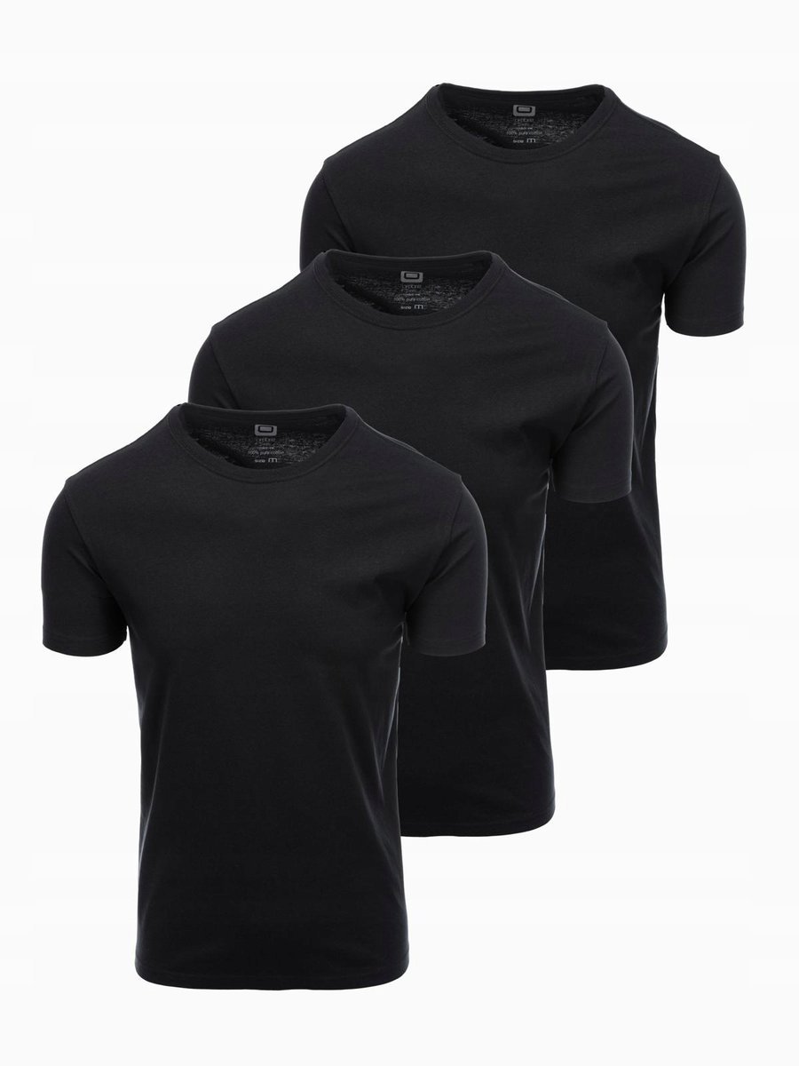 Zestaw bawełnianych męskich koszulek BASIC 3x czarny OM-TSBS-0232 V9 r. XL