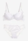 Komplety bielizny - Biały Komplet Koronkowy Usztywniany Biustonosz z Kokardkami i Majtki Figi Artelia - miniaturka - grafika 1