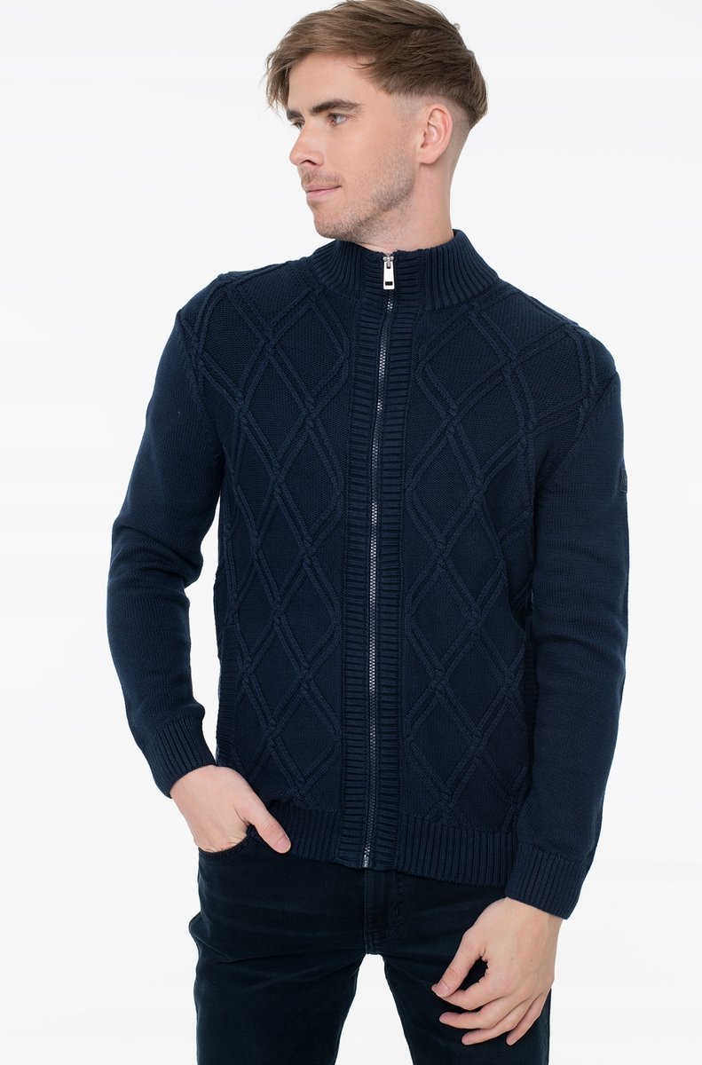 TOM TAILOR GRANATOWY SWETER MĘSKI NA ZAMEK Z WARKOCZAMI XXXL 7BA