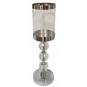 Świeczniki - Świecznik elegancki szklany srebrny lampion klosz - miniaturka - grafika 1