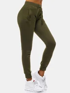 Spodnie sportowe damskie - Ozonee Damskie spodnie dresowe Olwegau khaki M - miniaturka - grafika 1
