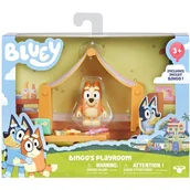 Figurki dla dzieci - Bluey Bluey Bingo's Playroom oficjalny zestaw do zabawy kolekcjonerskiej z przegubową figurką bingo 2,5 cm i 6 zabawnymi akcesoriami, dywan do kiwi, namiot, ławka, ksylofonem, pazurami i stetoskopem lekarza 13017 - miniaturka - grafika 1