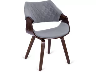 Krzesło Tapicerowane z Drewna Giętego do Salonu LUISE Szare Welurowe KRZESŁO LUISE SZARE WELUR - Krzesła - miniaturka - grafika 1