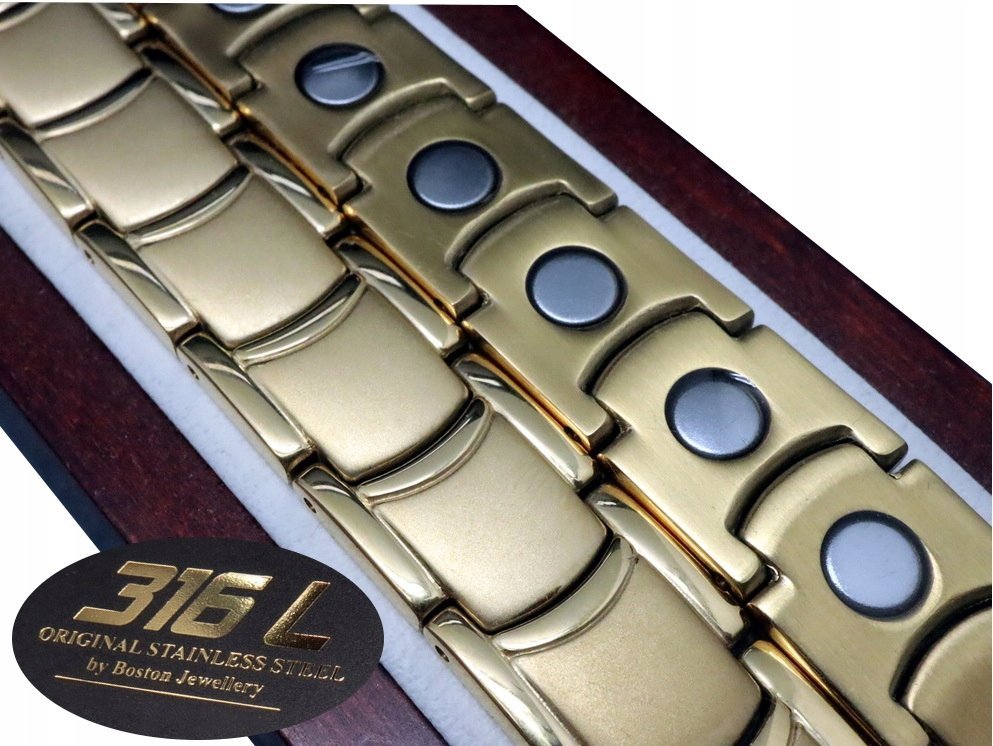 ZŁOTA ZDROWOTNA BRANSOLETA BRANSOLETKA MĘSKA MAGNETYCZNA MOCNE MAGNESY