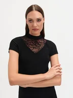 Koszulki i topy damskie - Czarny top z koronką - miniaturka - grafika 1