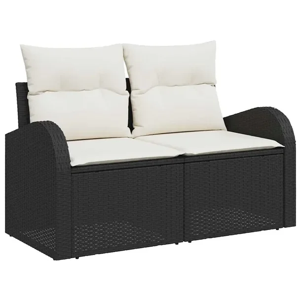 Zestaw Sof Ogrodowych dla 4 Osób, Czarno-Biały, Rattan, 50 cm Głębokoś
