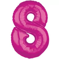 Balony i akcesoria - Amscan Balon foliowy cyfra 8, 26", różowy 36623 - miniaturka - grafika 1