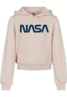 Bluzy dla dziewczynek - Mister Tee Bluza dziecięca unisex NASA Cropped Hoody, Różowy (różowy 00185), 152/rozmiar producenta: 146/152 - miniaturka - grafika 1