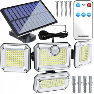 LAMPA SOLARNA LED 4w1 ZEWNĘTRZNA ULICZNA CZUJNIK RUCHU ZMIERZCHU PILOT - Lampy ogrodowe - miniaturka - grafika 1