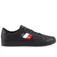 Buty sportowe męskie - Buty Tommy Hilfiger Signature Detailing Leather Trainers FM0FM04140-BDS - czarne - miniaturka - grafika 1