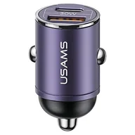 Ładowarki samochodowe - USAMS 1xUSB+1xUSB-C C38 30W PD Fast Charge (fioletowy) - miniaturka - grafika 1