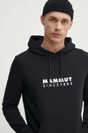 Bluzy męskie - Mammut bluza dresowa kolor czarny z kapturem z nadrukiem - miniaturka - grafika 1