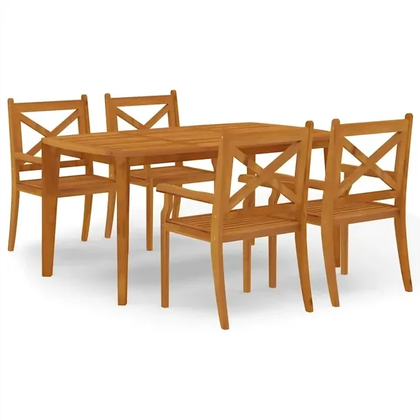 Zestaw mebli ogrodowych z litego drewna akacjowego, stół 160x90x75 cm, 4