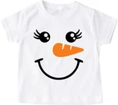 Koszulki dla dziewczynek - Koszulka NA MIKOŁAJKI bałwanek twarz4 - miniaturka - grafika 1