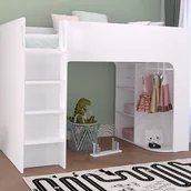 Łóżka dla dzieci i młodzieży - Łóżko antresola 90 x 190 cm ze skrzynią i - Biały - COLUMI - miniaturka - grafika 1
