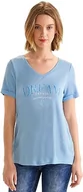 Koszulki i topy damskie - Street One Damska koszulka z krótkim rękawem Shiny V-Neck W.Wording, Light Splash Blue, 34 - miniaturka - grafika 1