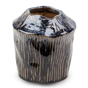 Wazon Dekoracyjny Ceramiczny Alda 13X13X14 Granatowy + Beżowy - Wazony i flakony - miniaturka - grafika 1