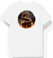 Koszulki męskie - Koszulka męska biała z motywem płomiennej kobry XXL - miniaturka - grafika 1