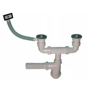 Syfony - Syfon zlewozmywakowy 2-komorowy sitko metalowe z przelewem elastycznym uniwersalnym XLEO - miniaturka - grafika 1