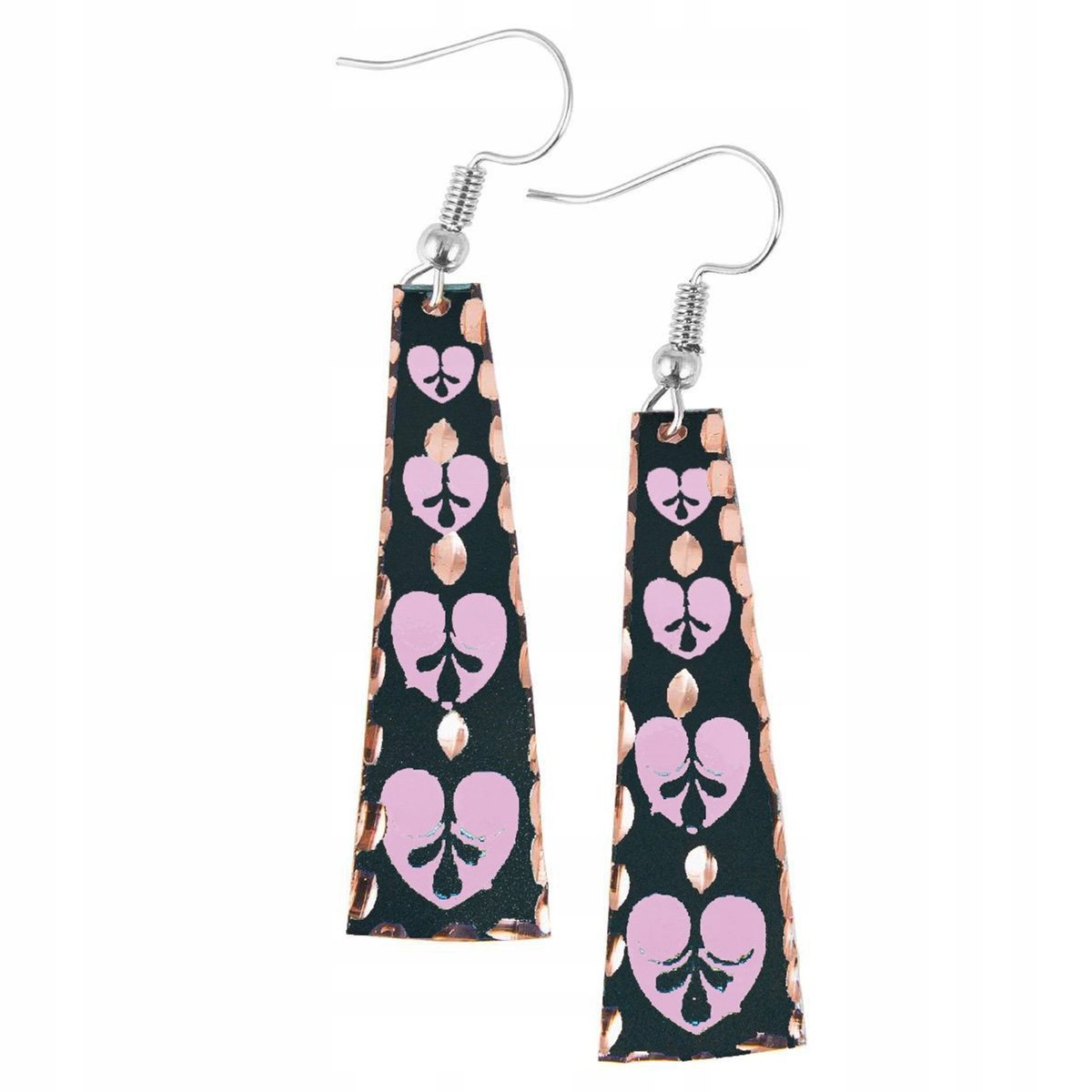 Kolczyki Miedziane Orientalne Wiszące Serca Biżuteria Dla Kobiety Unikalne