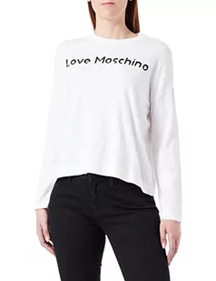 Love Moschino Damski sweter z długim rękawem z okrągłym dekoltem, biały (Optical White), rozmiar 46, optical white, 46 - Swetry damskie - miniaturka - grafika 1