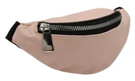 Nerki - Saszetka damska ze skóry ekologicznej różowa nerka na biodra lub przez ramię crossbody lekka funkcjonalna i pojemna kieszonka na suwak - miniaturka - grafika 1