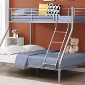 Łóżka dla dzieci i młodzieży - Łóżko piętrowe ELEVATIO IV - 90 i 140 × 190 cm - Srebrny - Metal + materace - miniaturka - grafika 1