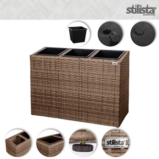 BEŻOWA DONICZKA OGRODOWA DONICA Z TECHNORATTANU - Pozostałe ozdoby ogrodowe - miniaturka - grafika 6