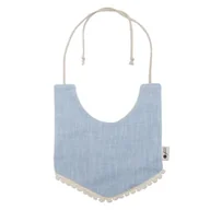 Śliniaki i fartuszki - Hi Little One śliniak wiązany BOHO LEO Light Blue Pom Pom - miniaturka - grafika 1