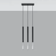 Lampy sufitowe - Lampa wisząca FLAR 3L czarny/chrom LED 4000K - 30x5x90cm Sollux - miniaturka - grafika 1