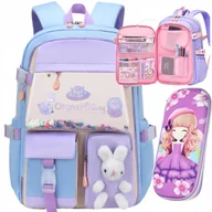 Plecaki szkolne i tornistry - Plecak Szkolny Tęczowy Tornister +piórnik Brelok Dla Dziewczynki - miniaturka - grafika 1