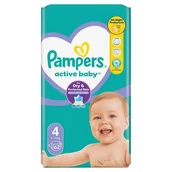 Pieluchy - Pampers Active Baby 4 Pieluszki 9-14 kg, 62 szt. >> 0zł za wysyłkę przy zakupach od 59 zł << - miniaturka - grafika 1