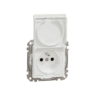 Schneider Gniazdo z/u z klapką z przesłonami IP44 (zaciski bezgwintowe) SEDNA Design & Elements biały - Gniazdka elektryczne - miniaturka - grafika 1