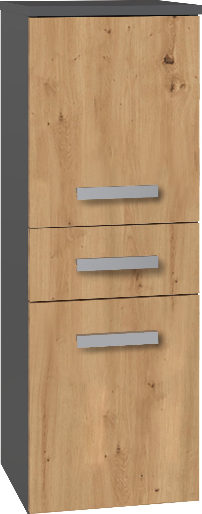 Nowoczesna szafka łazienkowa z 2 drzwiami i szufladą w kolorze antracytowym i dąb Artisan, wiele kolorów