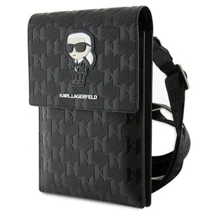 Torebka na telefon KARL LAGERFELD Saffiano Monogram Czarny KLWBSAKHPKK - Etui i futerały do telefonów - miniaturka - grafika 1