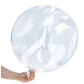Balony i akcesoria - Balon Transparentny 50cm Mega Duży Balon Krystaliczny Z Piórkami Chrzest - miniaturka - grafika 1