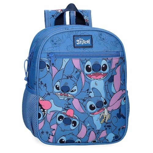 Torby Joumma Disney Happy Stitch Plecaki, Plecaki szkolne, Plecaki dziecięce, w tym dekoracyjny pompon, różne przegródki, Niebieski, plecak 28