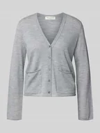 Swetry damskie - Kurtka o kroju regular fit z dzianiny z mieszanki żywej wełny - miniaturka - grafika 1