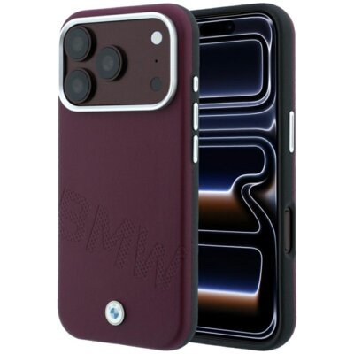 Etui BMW Sign Inclined Deboss Letters MagSafe do Apple iPhone 17 Pro Max/18 Pro Max Bordowy