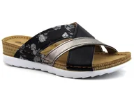 Klapki i japonki damskie - Wygodne klapki ze skórzaną wkładką - INBLU OF-30, czarne - Inblu - miniaturka - grafika 1