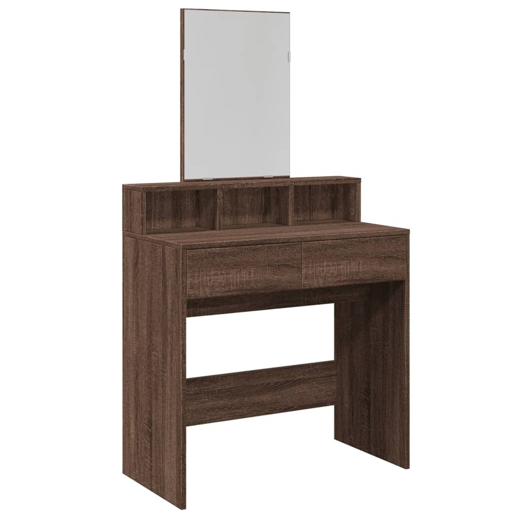 vidaXL Toaletka z lustrem brązowy dąb 80x41x144,5 cm