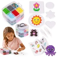 Prace ręczne dla dzieci - Koraliki do prasowania zestaw XXL 9000 sztuk kuferek szablony - miniaturka - grafika 1