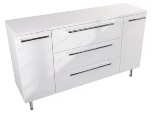 Szafka Stojąca Z Blatem ATH 140 cm KD - Biały Wysoki Połysk - Uchwyty Chromowane - Szafki łazienkowe - miniaturka - grafika 1